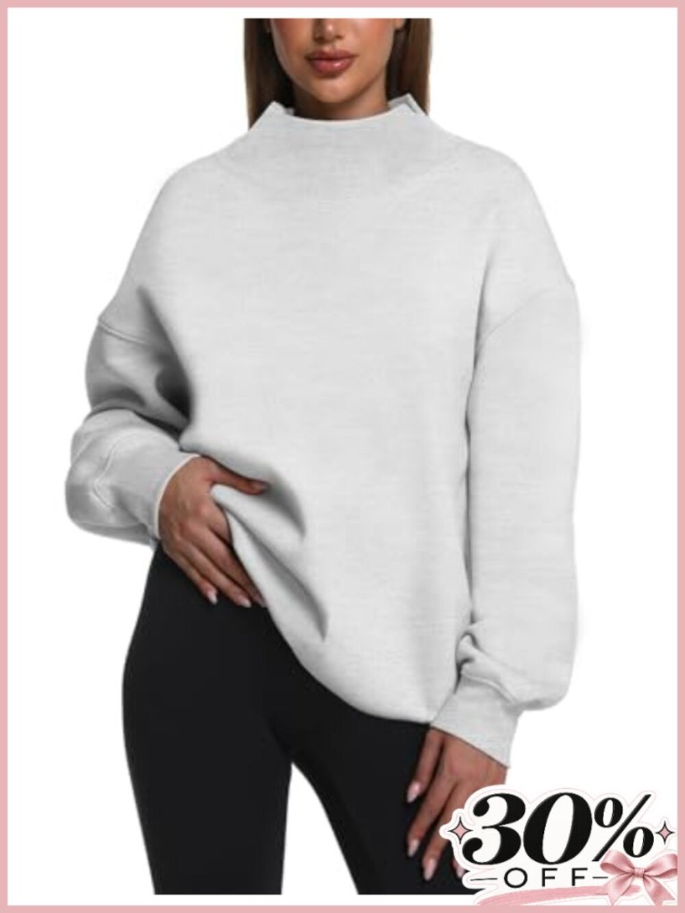 Oversized Turtleneck Sweatshirt Fleece Lined Pullover Long Sleeve Casual Winter